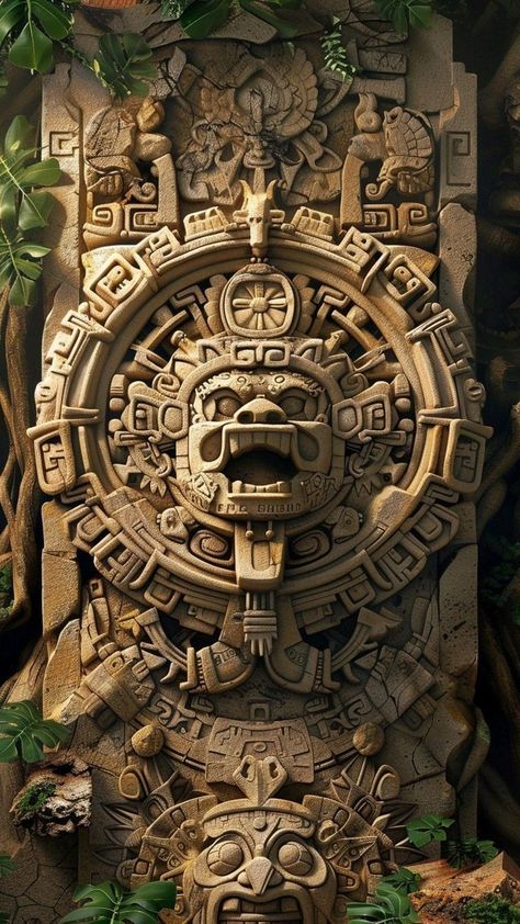 Aztec Statues, Aztec Artwork, Aztec Civilization, Colombian Art, Aztec Tattoo Designs, Maya Civilization, Maya Art, Mexican Culture Art, Chicano Art Tattoos