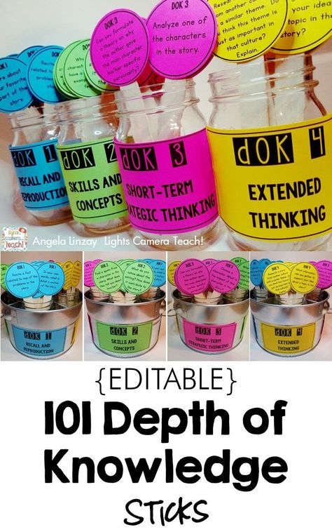 Did you know practicing Depth of Knowledge (DOK) questions/prompts can help improve critical thinking skills? If you're unfamiliar with DOKs, I would highly encourage you to Google it.  I'm not going to go in depth with it's meanings but here they are in a nutshell. Literacy Circles, Teaching Classroom Management, Critical Thinking Activities, Teacher Freebies, Depth Of Knowledge, Dig Deeper, Secondary Math, Instructional Strategies, Teaching Language Arts