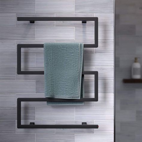 Swiss Madison Voltaire 5-Bar Electric Towel Warmer in Matte Black SM-TW00MB - The Home Depot Towel Bars In Bathroom Ideas, Towel Bars In Bathroom, Heated Towel Bar, Warm Bathroom, Electric Towel Warmer, Heated Towel Rack, Towel Warmer, Towel Rack Bathroom, Heated Towel