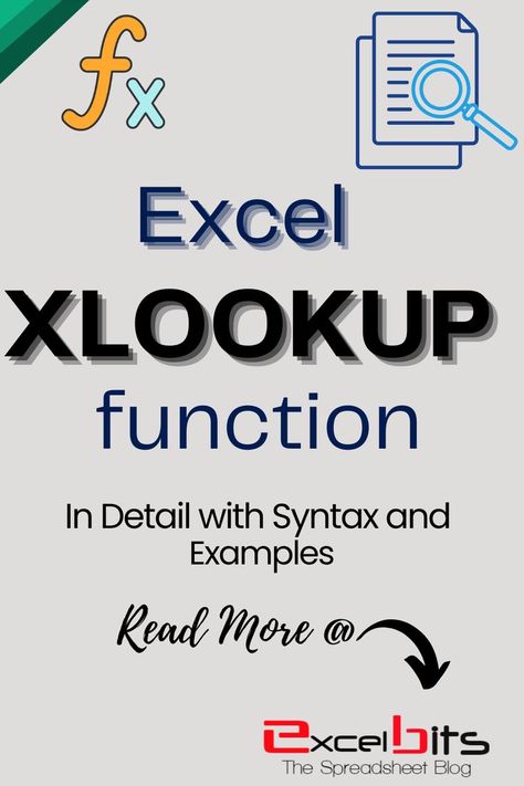 XLOOKUP is one of the new functions in the excel functions list. This is an advanced version for functions like VLookup and HLookup. This functions can help to overcome certain limitations that the earlier look up functions have. If you are a regular user of look up functions and are using the complex functions of Index and Match then you will definitely like the flexibility XLookup function offers. excelbits.com Excel Vlookup, Excel Functions, Excel Macros, Microsoft Excel Tutorial, Excel Tutorials, Syntax, Microsoft Excel, Looking Up, Being Used