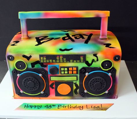 Neon Boombox | Alliance Bakery | Flickr 80s Party Birthday Cake, 90s Cake Ideas Birthday Parties, 80s Neon Birthday Cake, Boombox Cake Hip Hop, 90s Birthday Cake For Men, 90s Birthday Cake Ideas, 80’s Themed Cake, 80’s Cake, 90s Theme Cake Ideas