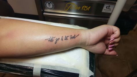 Let go & Let God tattoo Let Go And Let God Tattoo Fonts, Let Go And Let God Tattoo Ideas, Let Go And Let God Tattoos For Women, Let God Tattoos For Women, Let Go Let God Tattoos For Women, Let Go And Let God Tattoo, Letting Go Tattoo, Letting Go Tattoo Ideas, Let God Tattoo