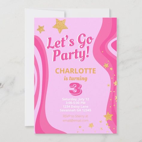 Retro Y2K Malibu Doll Invitation  Zazzle Barbie Toddler Birthday Party, Barbie 21st, Pink Birthday Invitations, Barbie Bday, Bunco Themes, Barbie Birthday Invitations, Barbie Invitations, Hot Pink Birthday, 25th Bday