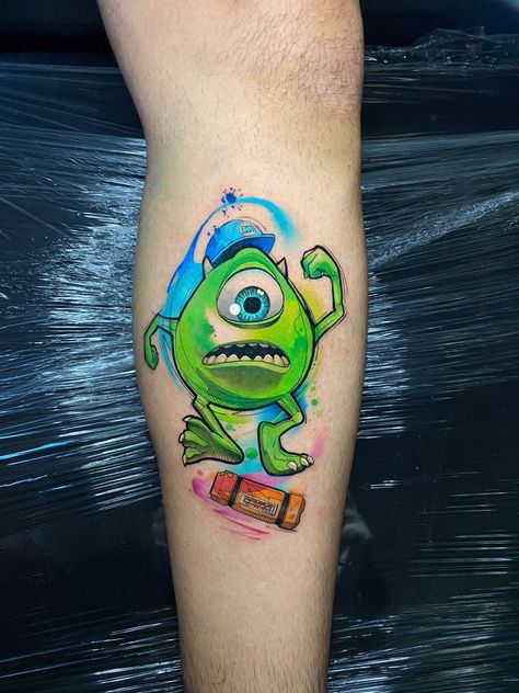 Monster Ink Tattoo, Monsters Inc Tattoos, Monsters Ink Tattoo, Monsters Inc Tattoo Ideas, Mike Wazowski Tattoo, Sully Tattoo, Monsters Inc Tattoo, Flor Iphone Wallpaper, Full Neck Tattoos