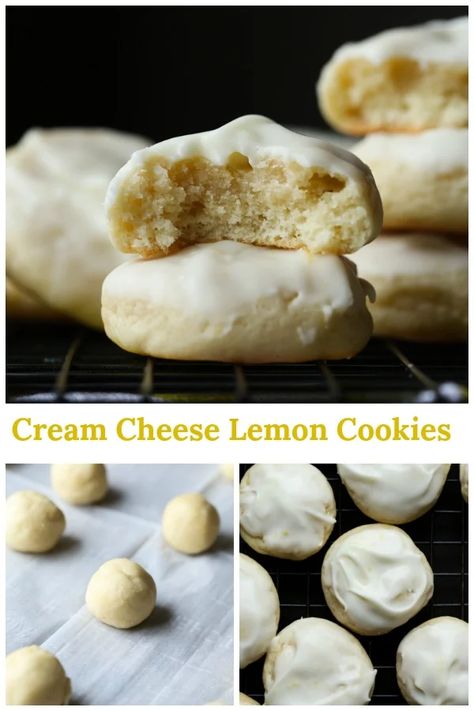 Lemon Cream Cheese Cookies, Strawberry Cream Cheese Cookies, Baking Lemon, Sweet Salads, Thick Cookies, Lemon Cream Cheese Bars, Hot Sandwiches, Delicious Holiday Desserts, Cookie Contest