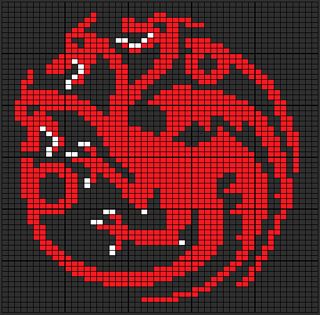 Ravelry: Designs by Heather Zaccaro Targaryen Cross Stitch, House Of The Dragon Crochet, Pixel Crochet Pattern Charts Free, Throne Of Glass Cross Stitch, Targaryen Embroidery, Game Of Thrones Crochet, Game Of Thrones Targaryen, Targaryen Sigil, Stitch Games