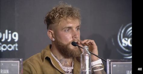 Jake paul at the press conference, looks very focused against all odds and favoritism. Paul VS Fury this Sunday! #jake #jakepaul #boxing Jake Paul Haircut, Ben Askren, Against All Odds, Artists And Models, Jake Paul, New Photo Download, Photo Download, The Press, Press Conference