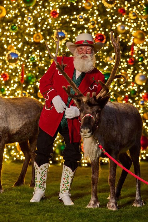 Cowboy Santa is looking legendary Santa Says, Cowboy Santa, Fort Worth Stockyards, Rustic Luxury, Rustic Luxe, Tree Lighting, Ranch Style, New Years Party, Holiday Photos