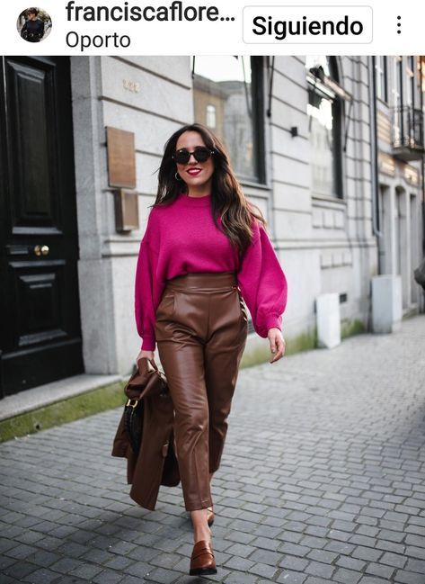 Anthro Inspired Outfits, Magenta Sweater Outfit Winter, Short Marron Outfit, Magenta Sweater Outfit, Magenta Outfit Ideas, Outfits For Women Over 50, 20 Outfits, Mode Rose, Looks Pinterest