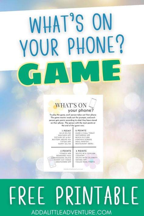 What's On Your Phone? Game - Free Printable