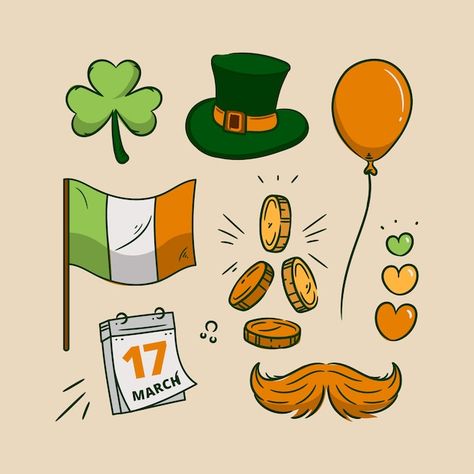 Free vector hand drawn st. patrick's day | Free Vector #Freepik #freevector #st-patrick #saint-patrick #irish #patrick Irish Drawings, Calender Ideas, Candy Business, Hand Doodles, Tattoo Portfolio, Saint Patricks, Saint Patrick, Vector Hand, St Patrick’s Day