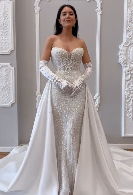 Try on the Blanche Bridal Celine + Overskirt Gown in Los Angeles, CA | Karoza Bridal Overskirt Gown, Karoza Bridal, Blanche Bridal, Unique Gowns, 2025 Wedding, Plus Size Gowns, Bridal Consultant, Gown Plus Size, Wedding Dresses Plus Size