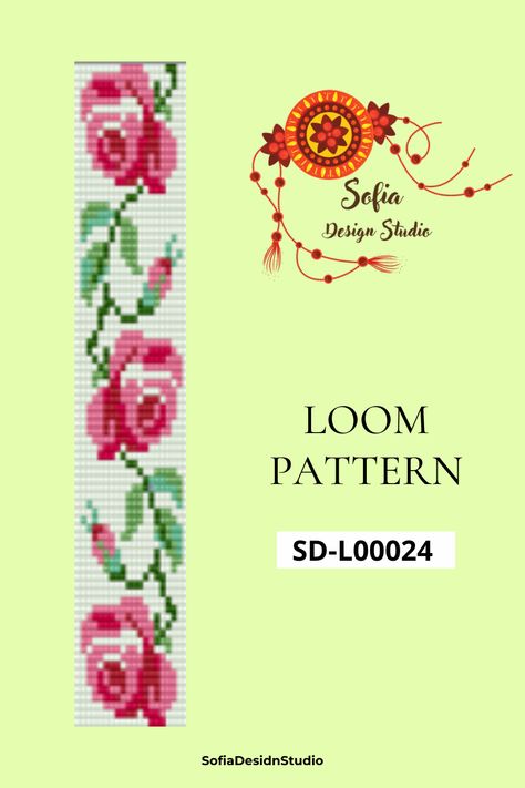 Bead loom pattern, bead loom bracelet making pattern, bracelet making DIY gift idea - buy now #beadloompattern #patternforbracelet #beadloombracelet #loombeadingpattern #beadweavingloom #digitalfile #digitalpattern Bead Loom Patterns Flowers, Beading Loom Patterns Free, Bead Designs Pattern, Bead Loom Designs Free Pattern, Seed Bead Loom Patterns Free, Loom Beading Patterns Free, Bead Loom Bracelets Patterns, Beaded Belts Patterns, Jewelry Looms