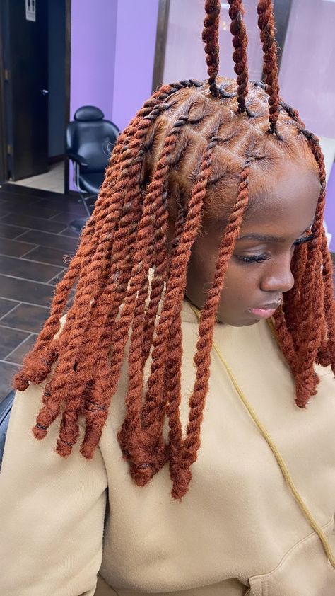 Protective hairstyles Curly Invisible Locs, Orange Invisible Locs, Invisible Locs Hairstyle Color, Braided Hairstyles For Black Women Ginger, Copper Invisible Locs, Invisible Locs Color, Brown Invisible Locs, Ginger Invisible Locs, Invisible Locs Over Locs