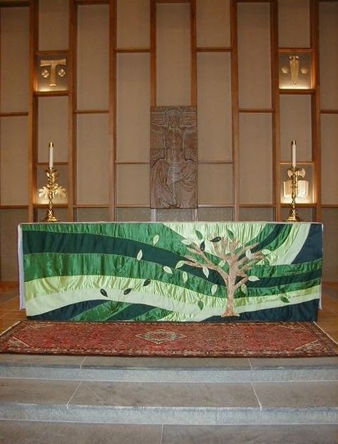 We have now entered into the Church Season of Ordinary Time. I thought a lovely way to begin, would be to start with a poem written by my... Ordinary Time Church Decor, Clerical Stoles, Liturgical Banners, Sanctuary Decor, Church Banners Designs, Church Lobby, Communion Table, Church Banner, Liturgical Art