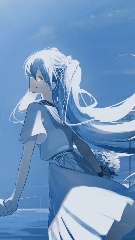 Light Blue Style Miku Hatsune matching wallpaper/background Light Blue Wallpaper Anime, Anime Computer Wallpaper, Light Blue Aesthetic, Miku Hatsune, Blue Anime, Anime Backgrounds Wallpapers, Matching Wallpaper, Art Sketch, Blue Style