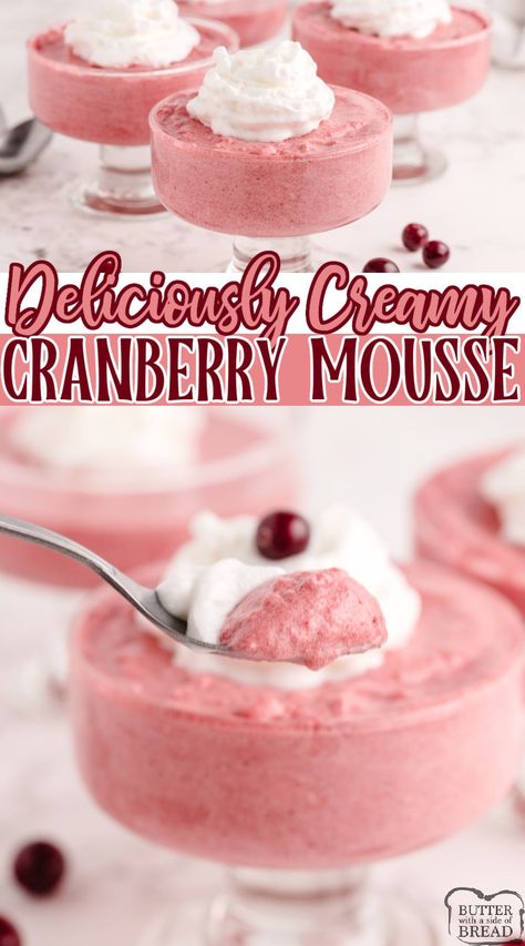 Cranberry Mousse Recipe, Jello And Whipped Cream, Cranberry Mousse, Cranberry Recipes Dessert, Fruit Treats, Cranberry Dessert, Cranberry Sauce Recipe, Jello Desserts, Mousse Dessert