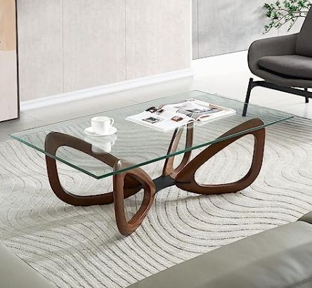 Marco Furniture Glass Coffee Table - Nordic Style 12 mm Transparent Tempered Glass Coffee Table Decor - Solid Ashwood Mid Century Modern Coffee Tables for Living Room (Rectangle - Walnut Wood) Glass Coffee Table Decor, Living Room Rectangle, Tempered Glass Coffee Table, Tables For Living Room, Cattelan Italia, Mid Century Modern Coffee Table, Chic Living, Modern Coffee Table, Glass Coffee Table