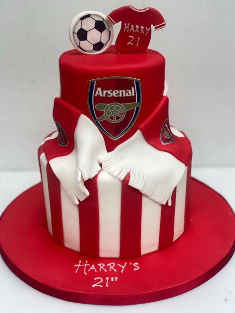 Arsenal Football Cake – Etoile Bakery Arsenal Themed Birthday Cake, Arsenal Themed Birthday Party, Arsenal Birthday Cakes For Men, Arsenal Cake Ideas Birthdays, Man Utd Cake, Arsenal Football Cake, Arsenal Birthday Cake, Arsenal Cake, Football Shirt Cake