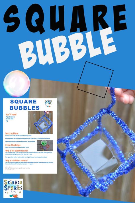 Find out how to make a square bubble with this easy science trick. A great example of bubble science and shape activity. Make your own bubble mix too. Bubble Science Experiment, Salt Experiment, Bubble Science, Science Tricks, Chemistry For Kids, Bubble Activities, Bubble Mix, Christmas Science, Lesson Plans For Toddlers