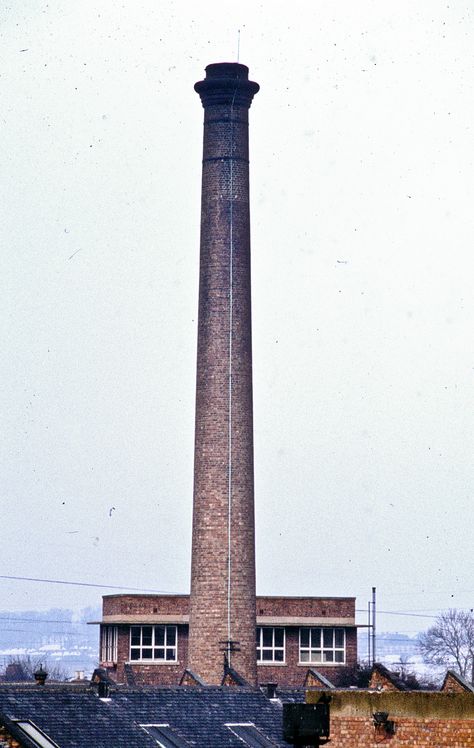 Phoenix lace factory, Long Eaton, Derbyshire Industrial Heritage Architecture, Factory Chimney, Long Eaton, Brick Chimney, Building Front, Factory Building, Urban Industrial, Brutalist Architecture, Industrial Revolution