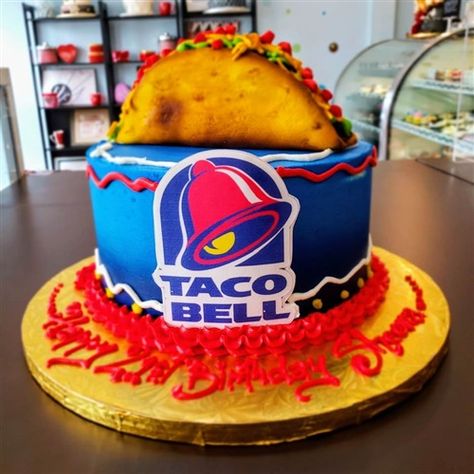 Taco Bell Lover Buttercream Birthday Cake | 3D Taco | Taco Bell Cake, Taco Bell Wedding, Taco Cake, Buttercream Birthday Cake, Taco Bell, 18th Birthday, Butter Cream, Tacos, Birthday Cake