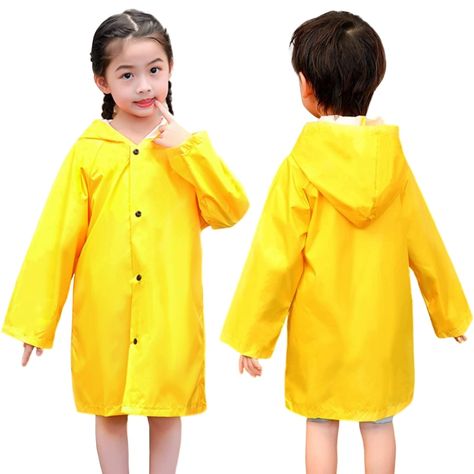 Kids Rain Gear, Rain Coats, Jacket For Girls, Long Rain Coat, Raincoat Kids, Yellow Raincoat, Kids Rain, Hooded Rain Jacket, Rain Gear