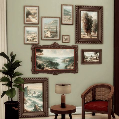 Collection of Old Paintings | Patreon Sims 4 Builds, 4 Picture Frame, Witchy House, Paintings Portraits, Sims 4 Cc Packs, Sims 4 Collections, Wonderful Picture, Classic Paintings, Sims 4 Build