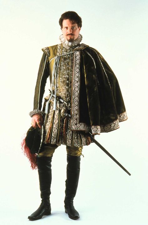 Colin Firth in Shakespeare in Love Shakespeare In Love Costumes, Shakespeare Costumes, Pirate Pants, Elizabethan Costume, Sandy Powell, Black Pirate, Pirate Shirt, Shakespeare In Love, Colin Firth