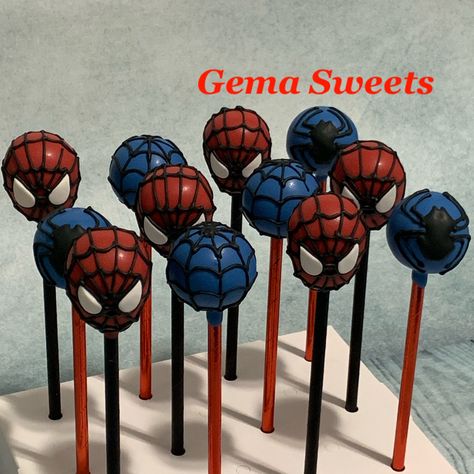 Spiderman Cake Pops Ideas, Spider Man Cake Pops, Spiderman Cake Pops, Cake Pop Recipe Easy, Superhero Cupcakes, Spiderman Birthday Party, Cake Pop Recipe, Spiderman Party, Spiderman Cake