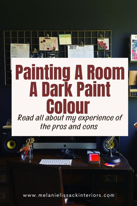 A room painted in a dark blue navy paint Dark Wall Paint Colors Bedroom, Dark Paint In Small Room, Dark Painted Living Room Walls, Dark Walls Low Ceiling, Painting With Dark Colors, Black Room Paint, Dark Painted Rooms, Dark Painted Walls, Dark Modern Bedroom