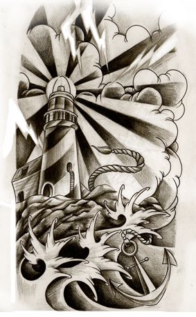 Cool Half Sleeve Tattoos, Lighthouse Tattoo, Nautical Tattoo, Theme Tattoo, Tattoo Traditional, Octopus Tattoo, Art Minimaliste, Tattoo Sleeve Designs, Half Sleeve Tattoo