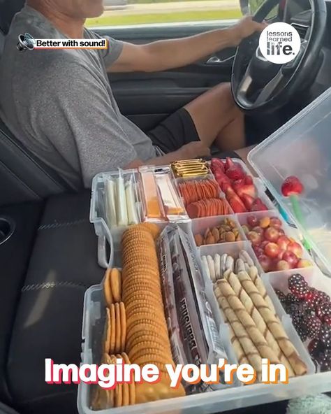 Amazing car cuterie boxes | road trip | These are the best for a long road trip 🤲 | By Lessons Learned In Life Truckers Meals On The Go, Road Trip Snacks To Make, Car Cuterie Board, Small Car Road Trip Hacks, Organizing Car For Long Road Trip, Snack For Road Trip, Snacks For Car Rides, Roadtrip Essentials Snacks, Road Trip Foods To Pack