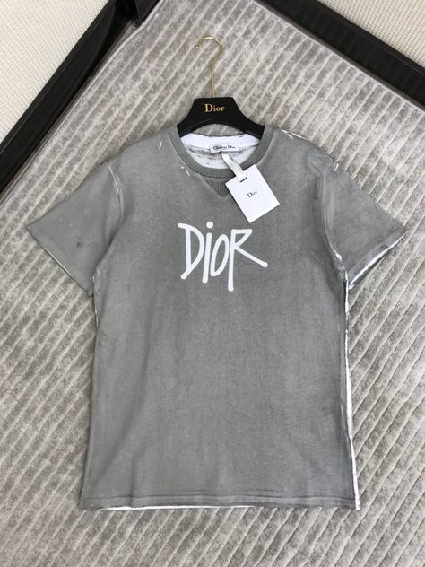 Christian Dior o neck tshirt casual outfits women clothes t shirt tops summer street style short sleeve gray Dior T Shirt Woman, Dior Shirt Outfit, Dior Tshirt Women, Dior Tshirt, Dior T Shirt, Dior Clothing, Rhinestone Designs Pattern, Summer Street Style, Dior Shirt