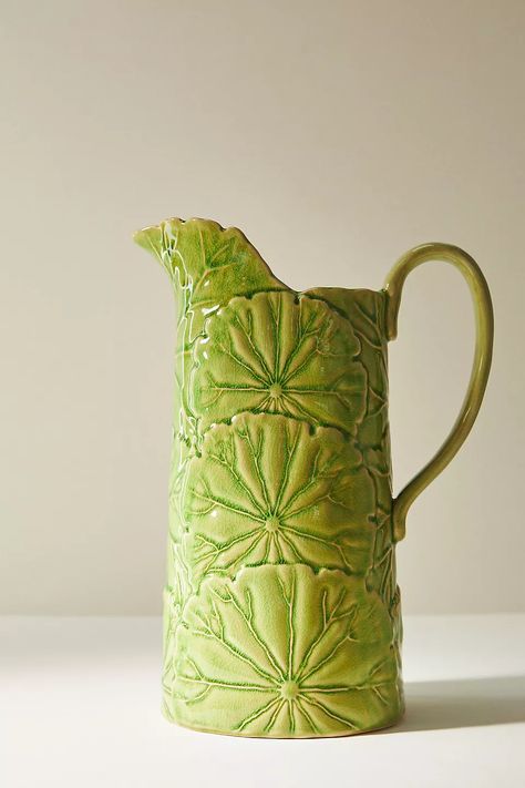 Lilypad Pitcher | Anthropologie UK Pottery Pitcher, Cottage Farmhouse, Bhldn Weddings, Ceramic Pitcher, Cozy Cottage, Side Plates, Lily Pads, Furniture Sale, Sale House