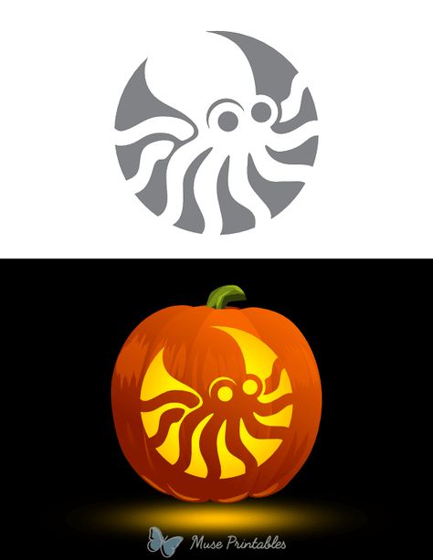 Pumpkin Carving Ideas Octopus, Pumpkin Carving Octopus, Charizard Pumpkin Carving, Cow Pumpkin Stencil, Nautical Pumpkin Carving, Cute Pumpkin Carving Stencils Templates, Dragon Pumpkin Decorating, Octopus Pumpkin Carving, Pumpkin Octopus