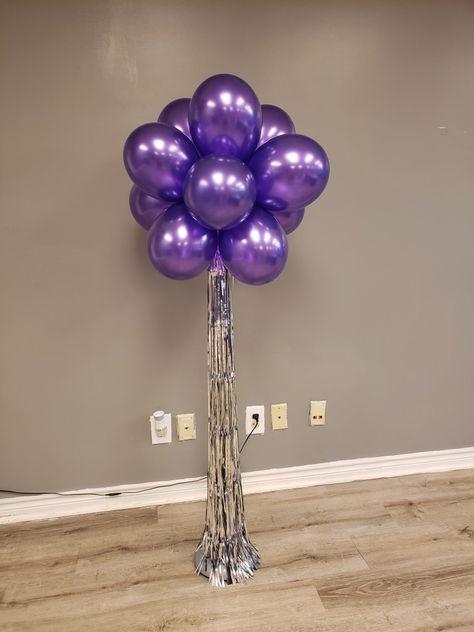 Balloon Topiary, Purple Balloon, Surprise Birthday Decorations, Silver Balloons, Baby Boy Decorations, Balloons Decoration, Retirement Party Decorations, Barbie Birthday Party, Silver Balloon