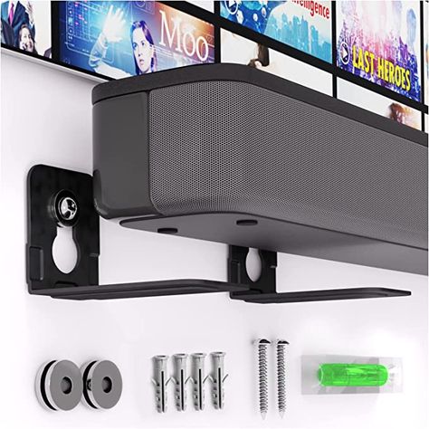 Amazon.com: EVEO Universal Soundbar Mount - Heavy Duty & Deep L-Bracket Sound Bar Mount Under TV Or Over, for Samsung, JBL, Bose, Sony, LG, Sonos, Roku & Other Brands - Easy to Install Sound Bar Wall Mount Shelf : Electronics Sound Bar Mount, Soundbar Tv, Speaker Wall Mounts, L Bracket, Under Tv, Speaker Mounts, Modern Cupboard Design, Bar Shelf, Tv Bracket