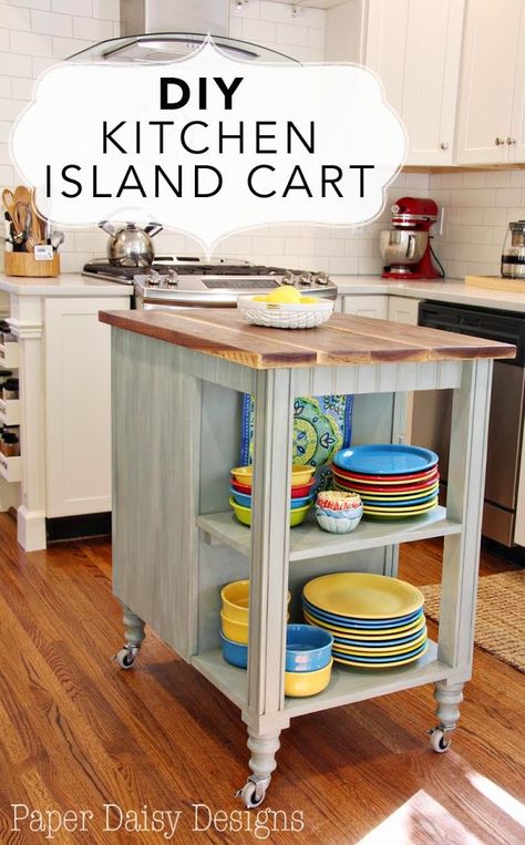 DIY Kitchen Island Cart - Free Plans Included Diy Kitchen Cart, Rustic Sofa Tables, Organiser Cucina, Paint Tutorials, Faux Granite, Kitchen Island On Wheels, Island Cart, Kitchen Makeovers, Rolling Kitchen Island