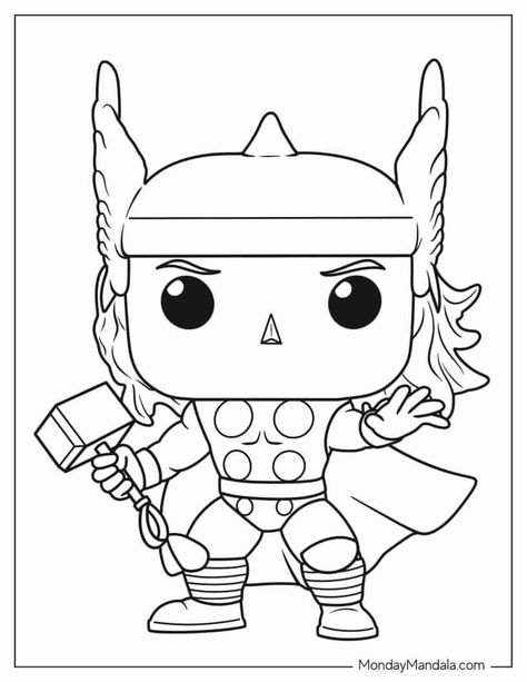 Avengers Coloring Pages Free Printable, Superhero Coloring Pages For Kids, Super Hero Coloring Pages, Thor Coloring Pages, Thor Cartoon, Marvel Coloring Pages, Thor Drawing, Super Hero Coloring Sheets, Colouring In Pages