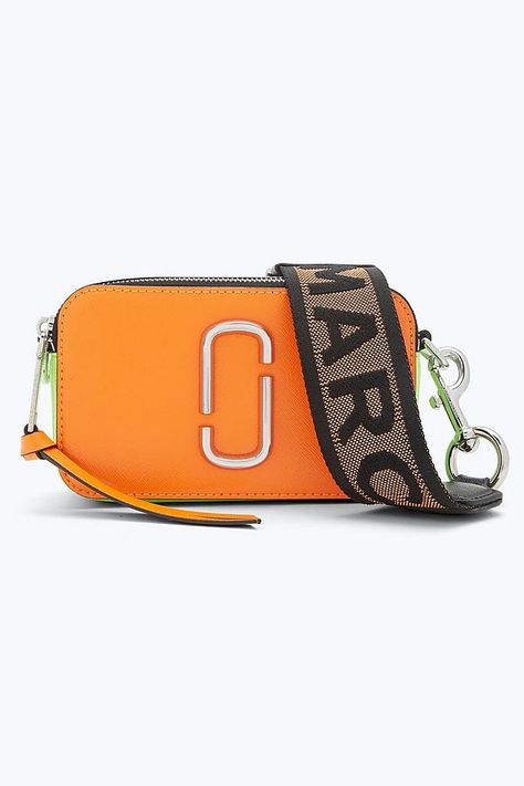 Marc Jacobs Fluorescent Snapshot Small Camera Bag in Bright Orange Multi Small Camera Bag, Snapshot Bag, Tech Jewelry, Lovely Places, Small Camera, Leather Camera Bag, Large Wallet, Marc Jacobs Bag, Mini Crossbody Bag