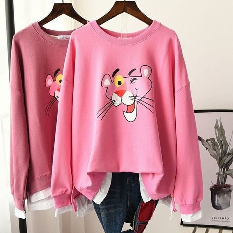 Pink Panther Cartoon, Panther Jewelry, Panther Shirts, Casual Outwear, Pastel Outfit, Cute Shirt Designs, Pink Panther, Pink Panthers, Nyc Fashion