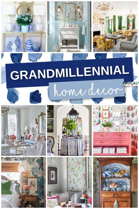 Grandmillenial Living Room, Grandmillenial Style Interiors, Chinoiserie Living Room, Modern Traditional Decor, Granny Chic Decor, Millennial Decor, Grand Millennial Decor, Grandmillenial Style, Grandmillennial Style