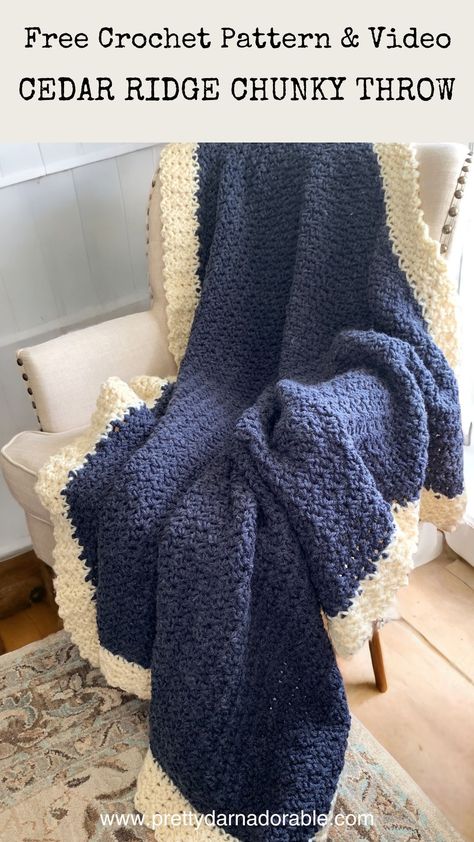 This free crochet blanket pattern is all about simplicity and rustic charm. It’s perfect for beginners and still lots of fun for expert crocheters, too. With a easy to follow written pattern paired with a video tutorial it is a perfect crochet throw for everyone! This chunky blanket adds extra comfort and style to your space, making it feel like home instantly. Crochet Winter Blanket Free Pattern, Pretty Crochet Blanket Patterns Free, Easy Chunky Crochet Blanket Free Pattern, Chunky Crochet Blanket Pattern Free Afghans, Queen Size Crochet Blanket Patterns Free, Crochet Chunky Blanket Patterns, Bernat Blanket Yarn Patterns Crochet Free, Bulky Yarn Crochet Patterns Blanket Free, Crochet Bulky Yarn Patterns