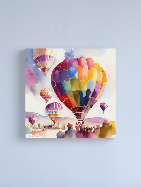 Hot Air Balloon Illustration Watercolors, Hot Air Balloons Painting, Watercolor Balloons Painting, Hot Air Balloon Acrylic Painting, Painting Hot Air Balloon, Ballon Painting, Hot Air Balloon Painting, Air Balloon Painting, Hot Air Balloon Watercolor