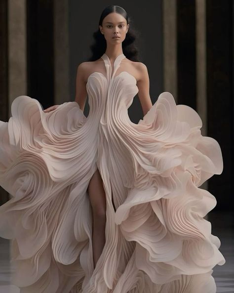 Creative Dress, Mini Dress Outfit, Unique Wedding Dresses, Runway Fashion Couture, High Fashion Dresses, Outfit Night, Couture Mode, Fairy Fashion, Weird Fashion