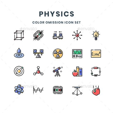 Physics Icons #Affiliate #Physics, #Aff, #Icons Physics Elements And Symbols, Physics And Chemistry Cover Page, Physics Icon, Physics Illustration, Physics Tattoos, Chemistry Design, Citrus Manga, Physics Projects, Science Revision