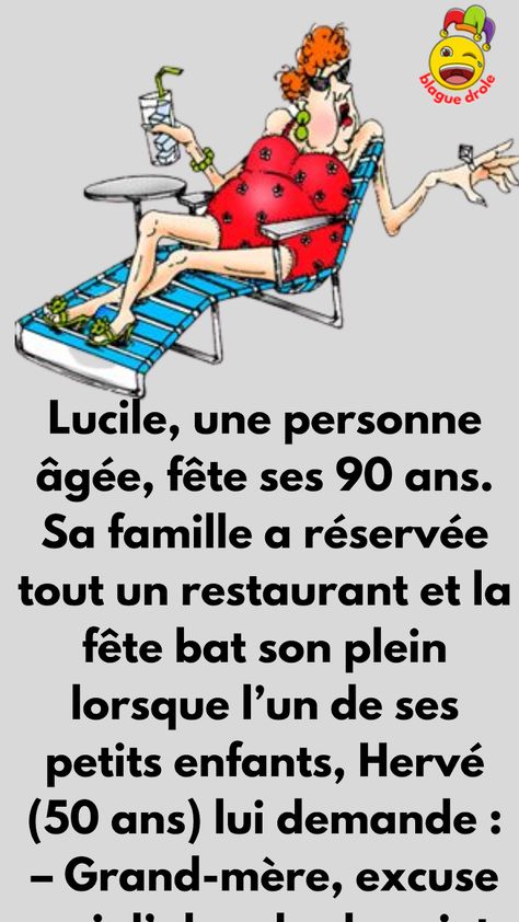 BLAGUE SUR DERNIERS VOEUX Lucile, une personne âgée, fête ses 90 ans. Sa famille a réservée tout un restaurant et la fête bat son plein lorsque l’un de ses petits enfants, Hervé (50 ans) lui demande : - Grand-mère, excuse moi d’aborder le sujet, mais au vu de ton grand âge, il serait peut être Job Fails, What Happens In Vegas, Construction Fails, Pay Raise, Photography Genres, Baby Drawing, Birth Photography, Matcha Slim, Surprising Facts