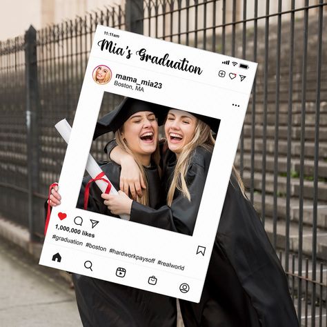 Personalized Selfie Frame Instagram Frame Printed Photo - Etsy Photo Prop Frame, Bridal Shower Photo Prop, Graduation Photo Booth, Selfie Frame, Diy Instagram, Frame Props, Photo Frame Prop, Bridal Shower Photos, Instagram Photo Frame