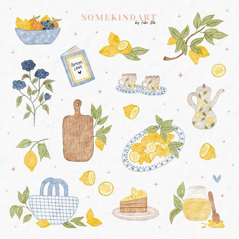 Lemon Love 🍋✨☁️🍃💛 For me, these are very personal illustrations. I sketched all these things during a vacation in Mallorca. We visited a market and I was very inspired by all the beauty, fruits, things, ceramics and beautiful patterns. So I decided to create this cute sticker sheet 😍 Which doodle do you like best? Lemon love stickers are from my shop || link in bio🌙 Use code BEKIND to save 5% or subscribe to my newsletter for free and get a 5€ voucher as a gift 🤍 . . #somekindart #somekindw... Mango Doodle, Market Doodle, Lemon Doodle, Lemon Cute, Lemon Illustration, Fruit Doodle, Lemon Drawing, Planner Doodles, Ios Emoji